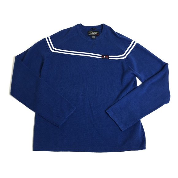 Vtg Abercrombie Fitch A92 Muscle Sweater Blue‎ White Sz XL L11 - Picture 1 of 5